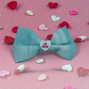 Charming Teal Heart Bow Hair Clip